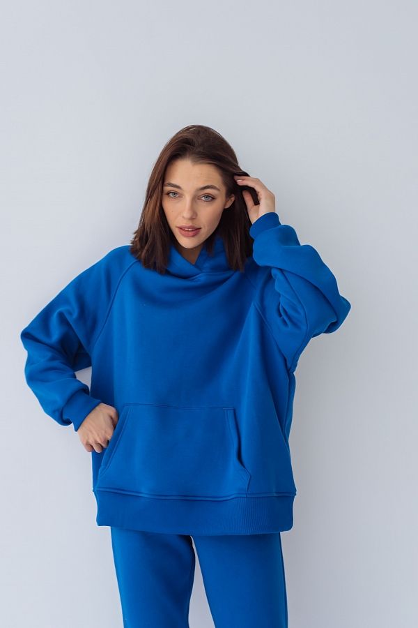 Костюм спортивний утеплений на флісі худі+джогери синій Н0126/5 #RU# Костюм спортивный утепленный на флисе худи+джогеры синий Н0126/5 № 1