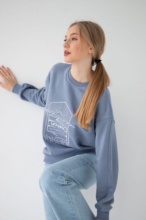 Світшот з вишивкою Ukraine сіро-блакитний MBKC001/3 #RU# Свитшоты MBKC001/3 № 3