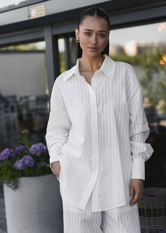 Костюм у смужку сорочка+брюки білий ПТ04/07 #RU# Костюм в полоску рубашка+брюки белый ПТ04/07 № 2