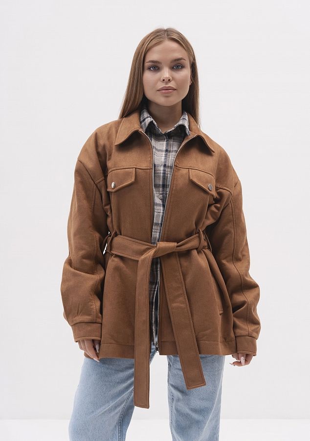 Куртка замшева з поясом (на замку) руда KZNZ/02 #RU# Куртка замшевая с поясом (на замке) рыжая  KZNZ/02 № 3