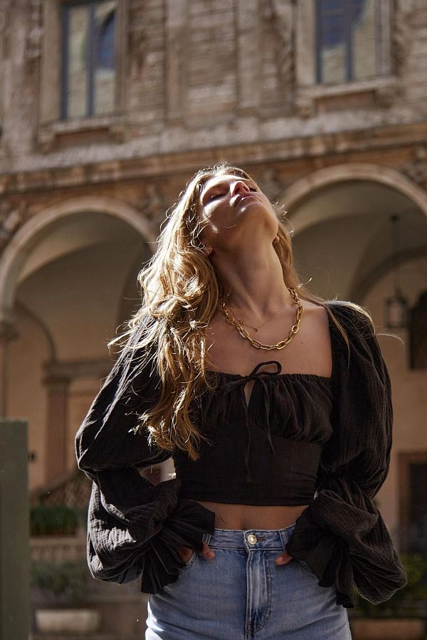 Мусліновий топ чорний D0223/4 #RU# Муслиновый топ чёрный D0223/4 № 2