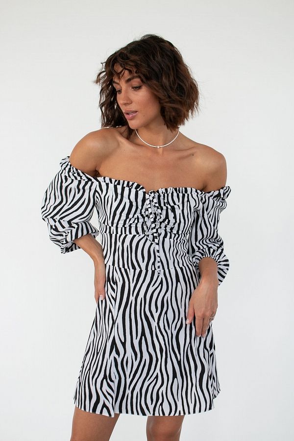 Сукня міні з роспіркою зебра D0321/1 № 2