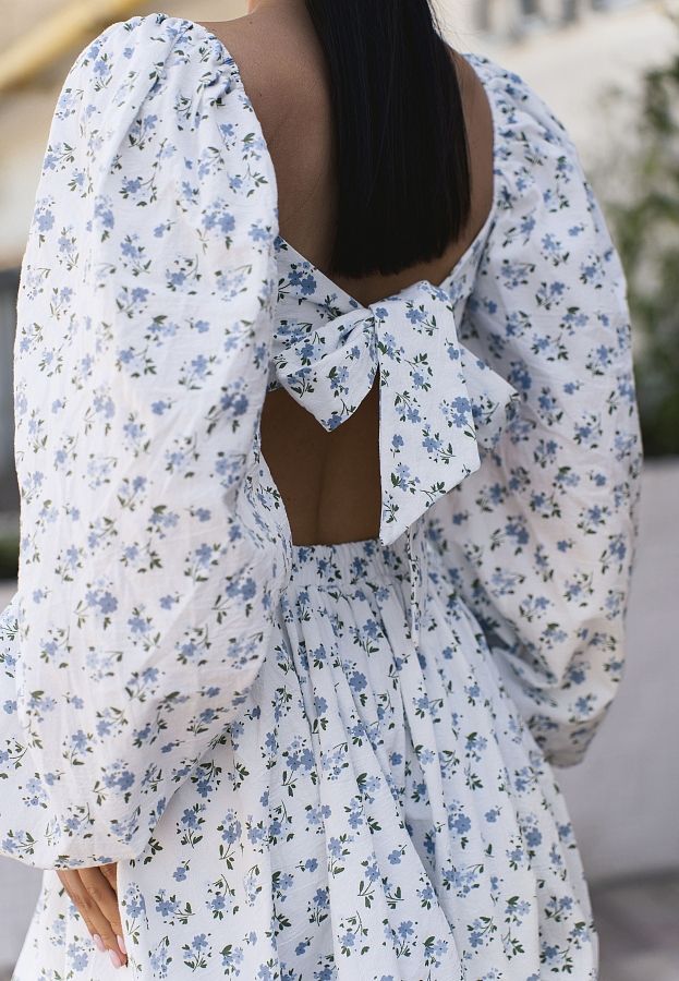 Костюм спідниця та топ молочна в блакитні квіти КОС1124/3 #RU# Костюм юбка и топ молочный в голубые цветы. КОС1124/3 № 4
