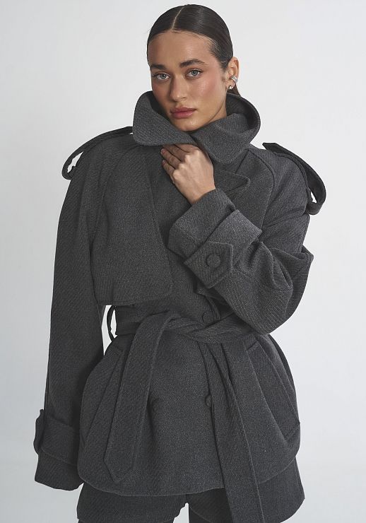 Піджак під пояс темно-сірий