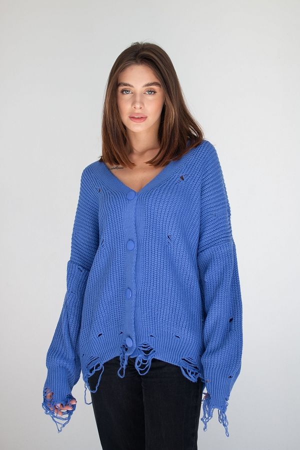 Кардиган на ґудзиках синій CR-27013/2 #RU# Кардиган на пуговицах синий CR-27013/2 № 4