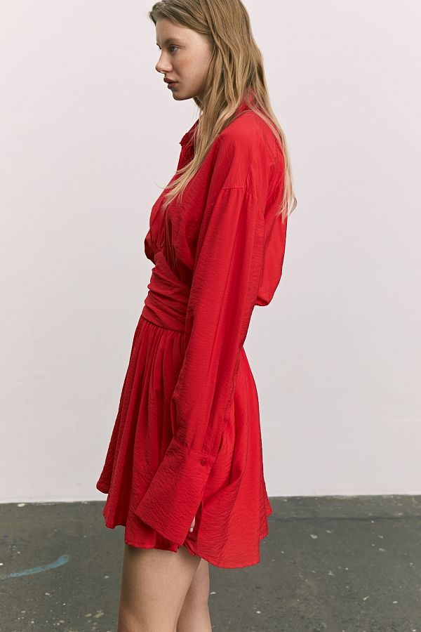 Сукня-сорочка на ґудзиках жатка червона МБПЛ005-1/1 № 3
