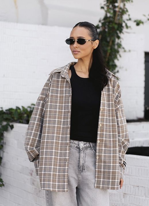 Сорочка в клітинку коричнева