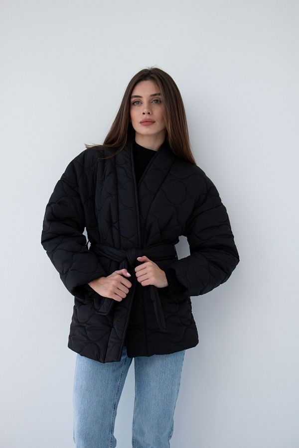 Куртка-кімоно стьобана чорна МБКТ003/1 #RU# Куртка-кимоно стеганая черная МБКТ003/1 № 3