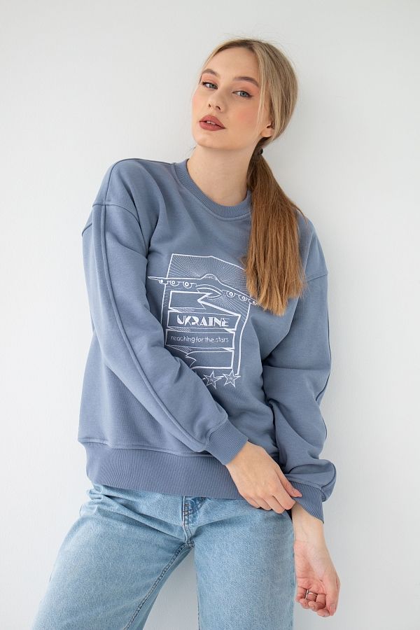 Світшот з вишивкою Ukraine сіро-блакитний MBKC001/3 #RU# Свитшоты MBKC001/3 № 2