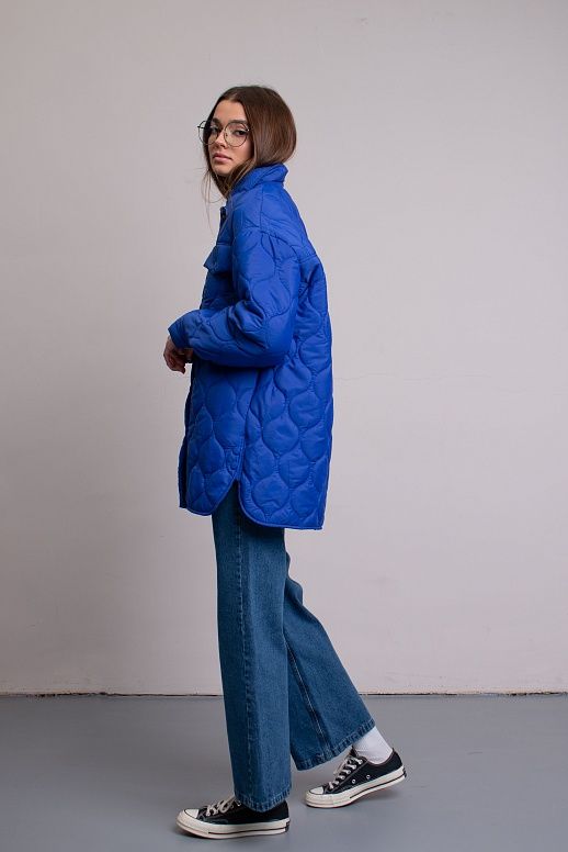 Куртка-сорочка на кнопках утеплена синя