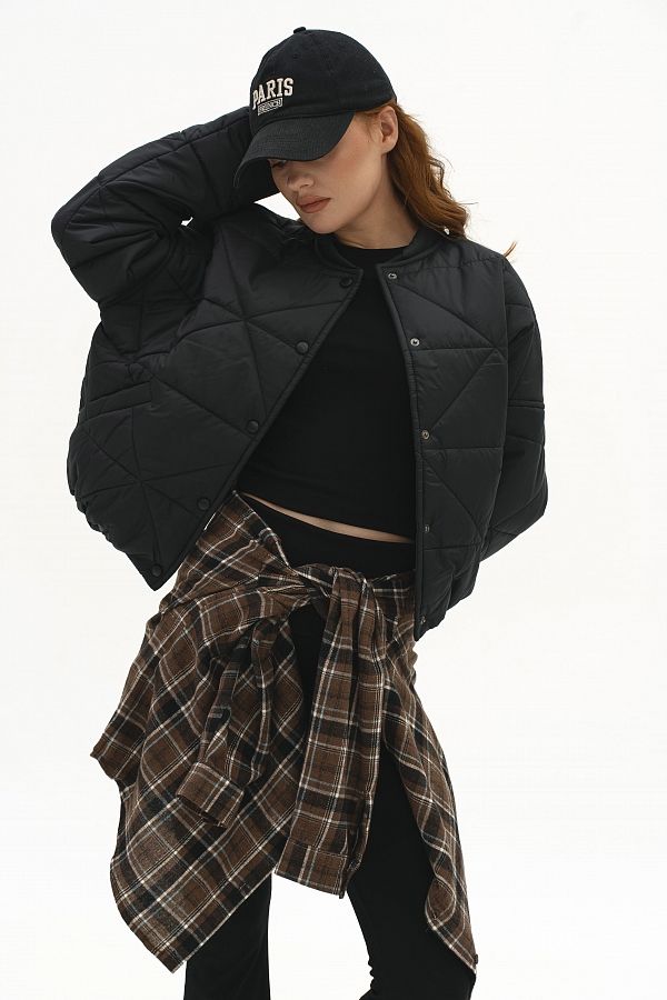 Бомбер на кнопках чорний К0623/3 #RU# Бомбер на черных кнопках К0623/3 № 1