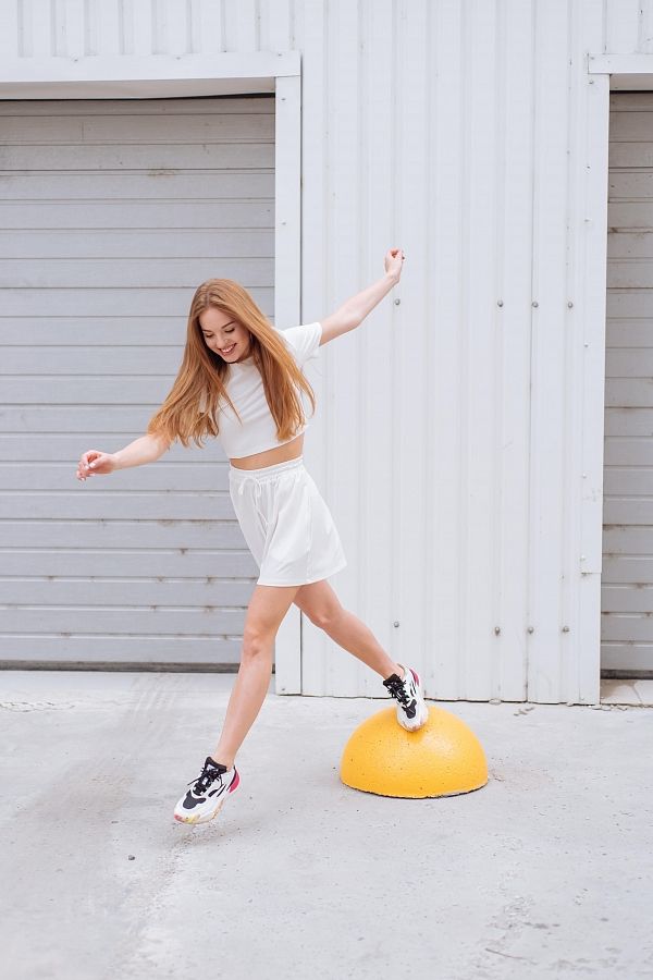 Костюм рубчик футболка с шортами молочный Н1021 #RU# Костюм рубчик футболка с шортами. Н1021 № 2