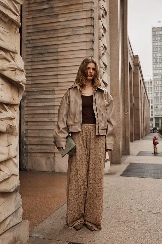 Штани мереживні палацо бежеві - №2