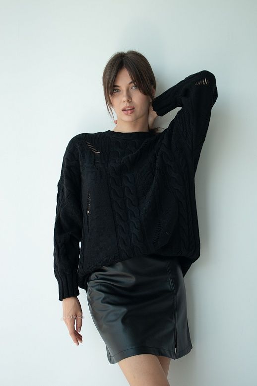 Светр косичка чорний - №2