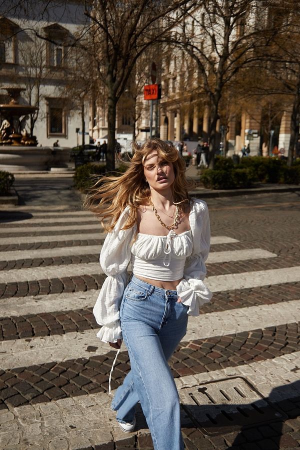 Мусліновий топ білий D0223/3 #RU# Муслиновый топ белый D0223/3 № 2