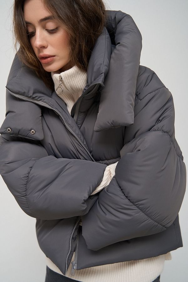 Куртка вкорочена на замку графітова KR0110/4 #RU# Куртка укороченная на замке графитовая KR0110/4 № 1