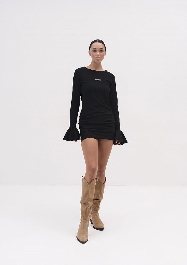 Сукня міні приталена жатка чорна SZHP/02 № 1