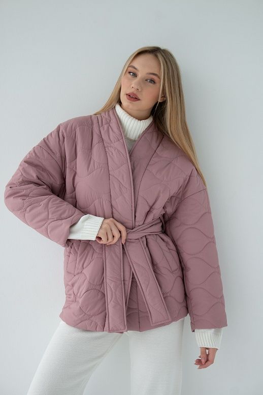Куртка-кімоно стьобана пудрова - №2