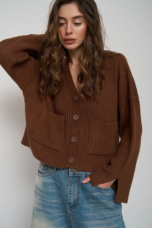 Кардиган з кишенями коричневий - №2