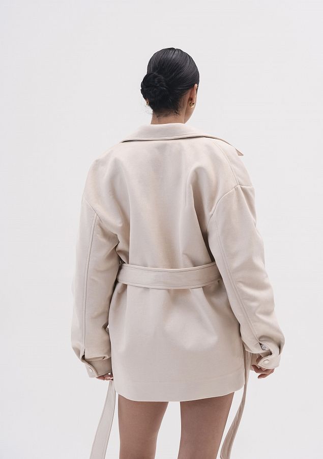 Куртка замшева з поясом (на замку) молочна KZNZ/01 #RU# Куртка замшевая с поясом (на замке) молочная KZNZ/01 № 4