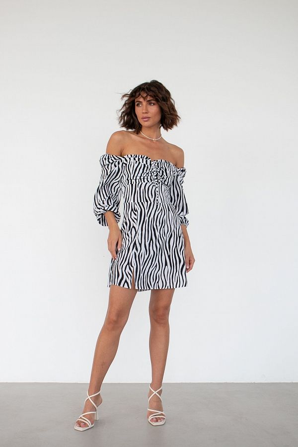 Сукня міні з роспіркою зебра D0321/1 № 1