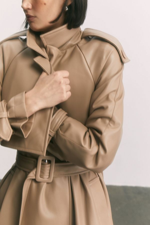 Тренч з екошкіри на замші бежевий С0321/11 #RU# Тренч из экокожи  на замше бежевый С0321/11 № 3