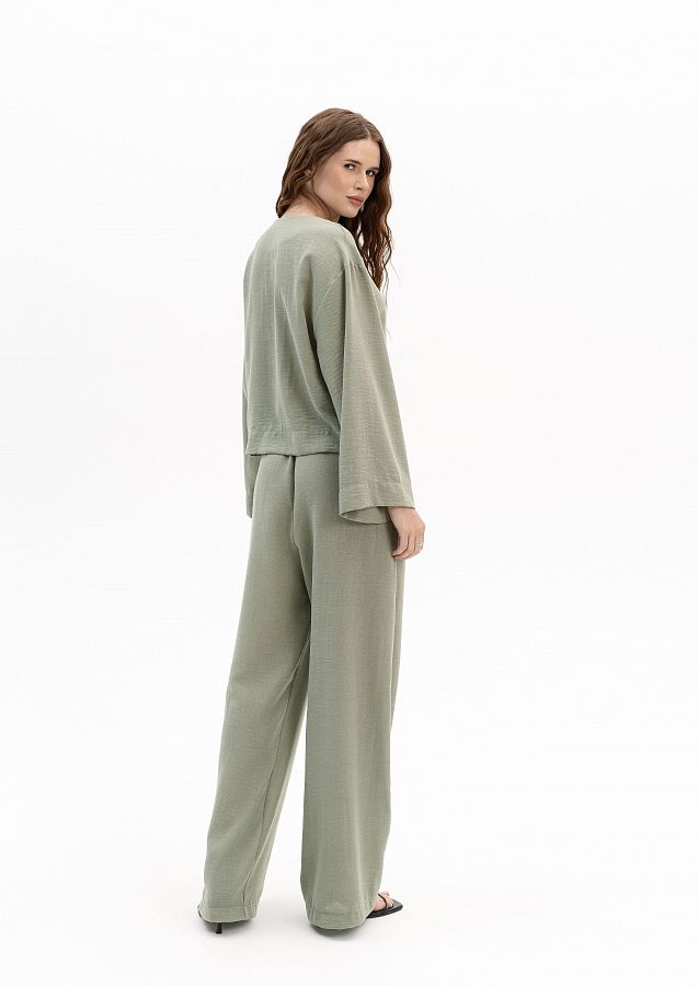 Костюм лляний на зав'язках салатовий МБКТ/01 #RU# Костюм льняной на завязках салатовый МБКТ/01 № 4