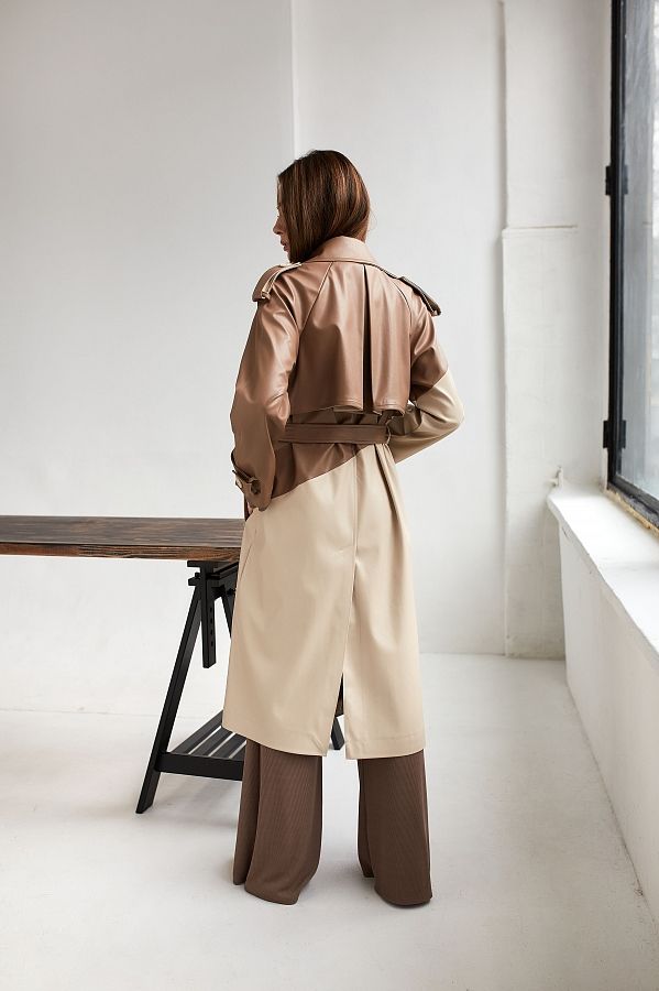 Тренч двокольоровий молочний шоколад+бежевий С3020/2 #RU# Тренч двухцветный молочный шоколад+бежевый С3020/2 № 3