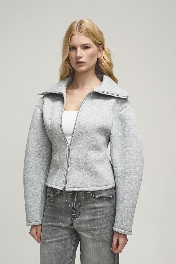 Бомбер з силуетними рукавами сірий URBAN/B-02 #RU# Бомбер с силуэтными рукавами серый URBAN/B-02 № 1