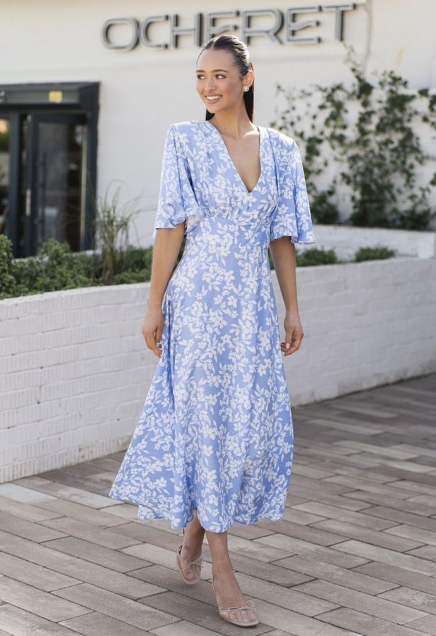 Сукня міді з трьома гудзиками блакитна ЧТ10/2 № 2