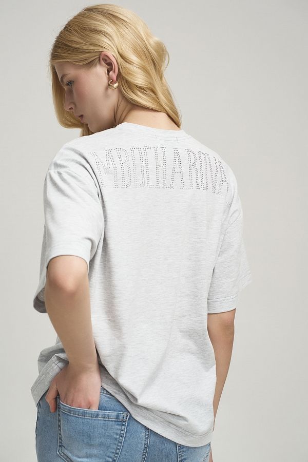 Футболка зі стразами MBocharova сіра FB202411/6 #RU# Футболка со стразами MBocharova серая FB202411/6 № 2