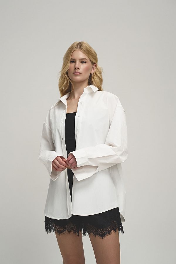 Сорочка класична вільного крою молочна SH-CLASSIC/01 #RU# Рубашка классическая свободного кроя молочная SH-CLASSIC/01 № 4