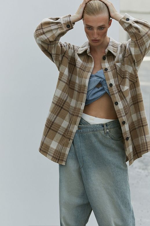 Сорочка утеплена беж