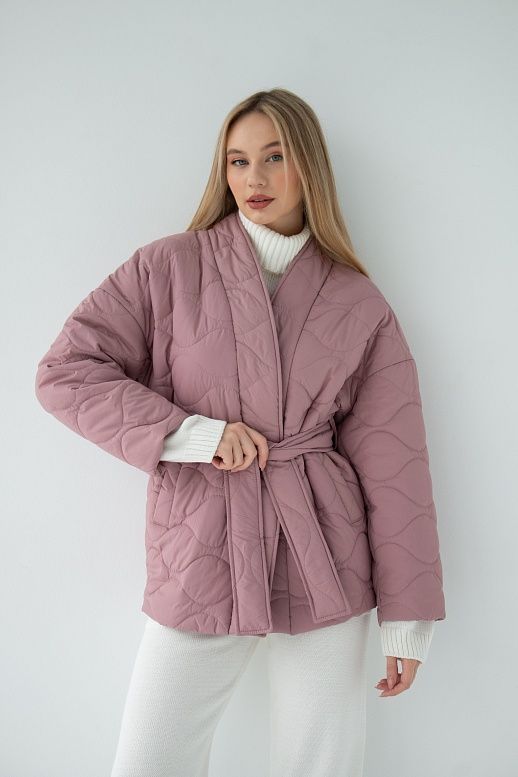 Куртка-кімоно стьобана пудрова