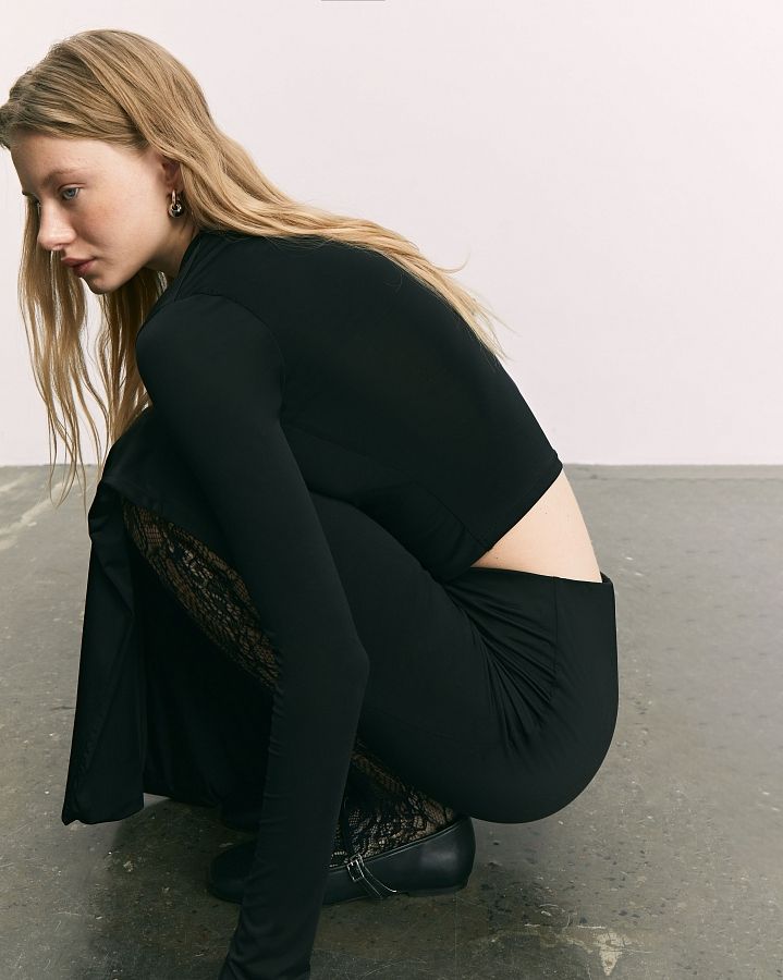 Костюм лонгслів+спідниця чорний KS2123 #RU# Костюм лонгслив+юбка черный KS2123 № 3