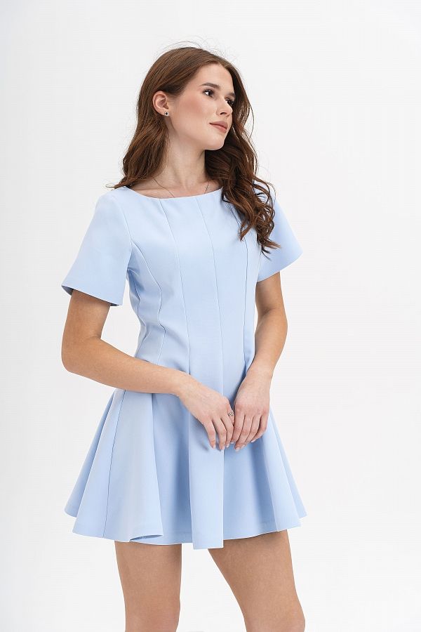 Сукня міні з коротким рукавом блакитна С918/2 № 3