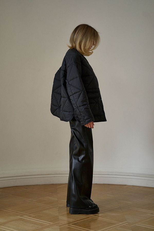 Куртка на кнопках з кишенями візерунок трикутник чорна К0423/4 #RU# Куртка на кнопках с карманами узор треугольник черная К0423/4 № 4