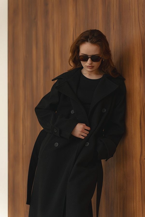 Пальто максі на ґудзиках чорне PLMX/3 #RU# Пальто макси на пуговицах черное PLMX/3 № 4