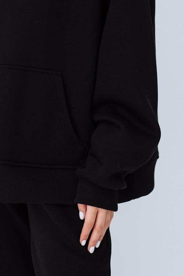 Костюм спортивний утеплений на флісі худі+джогери чорний Н0126/3 #RU# Костюм спортивный утепленный на флисе худи+джогеры черный  Н0126/3 № 4