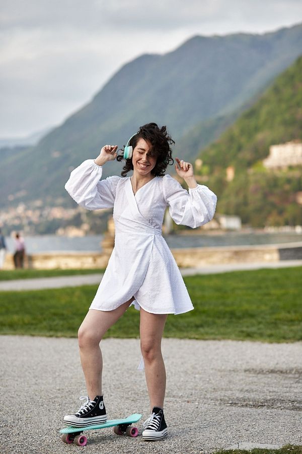 Сукня на запах з подвійною спідницею біла  D0823/4 № 5