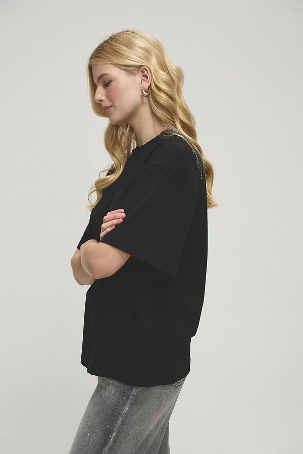 Футболка зі стразами MBocharova чорна FB202411/2 #RU# Футболка со стразами MBocharova черная FB202411/2 № 4