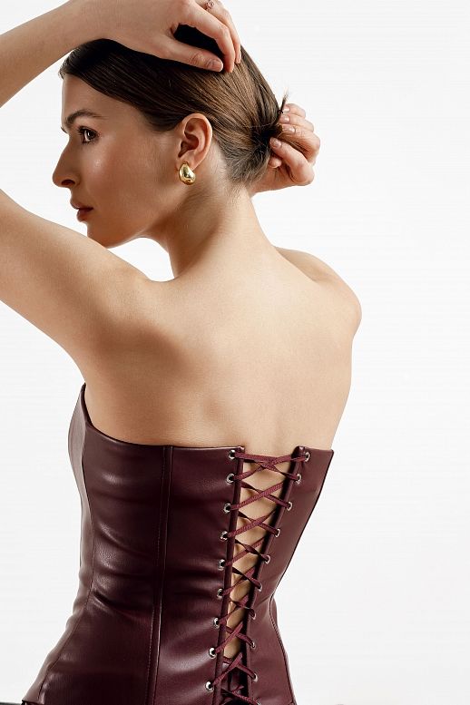 Корсет на шнурівці бордовий