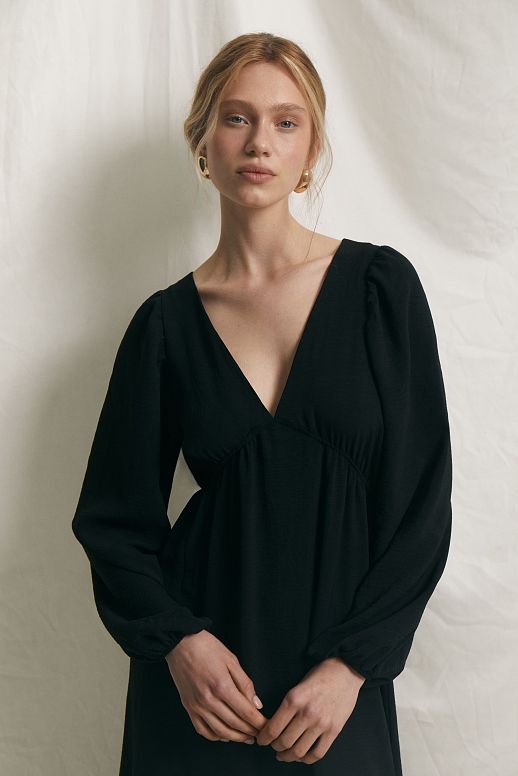 Сукня максі з відкритою спиною чорна - №2