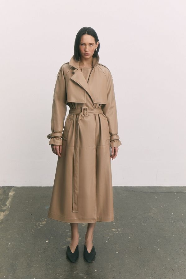 Тренч з екошкіри на замші бежевий С0321/11 #RU# Тренч из экокожи  на замше бежевый С0321/11 № 2