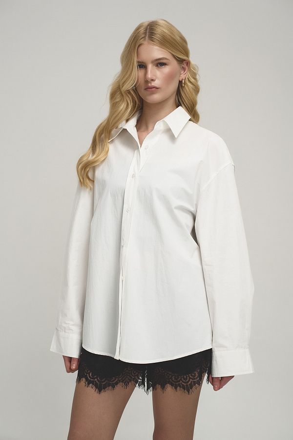 Сорочка класична вільного крою молочна SH-CLASSIC/01 #RU# Рубашка классическая свободного кроя молочная SH-CLASSIC/01 № 1