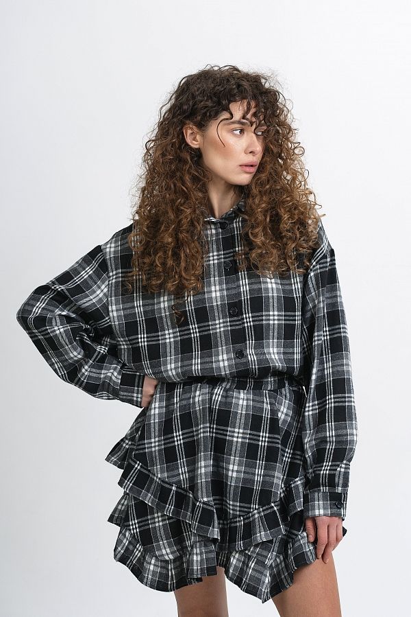 Спідниця в клітинку чорна П1500/3 #RU# Юбка в клеточку черная П1500/3 № 1