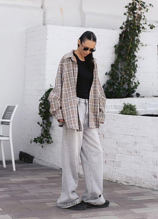 Сорочка в клітинку коричнева - №2