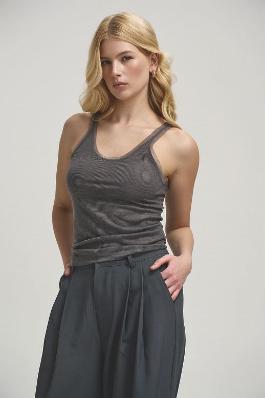 Майка на бретелях сіра - №2