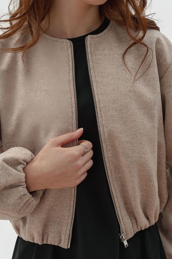 Бомбер на замку бежевий НФ-00000722/3 #RU# Бомбер бежевый на замке НФ-00000722/3 № 3