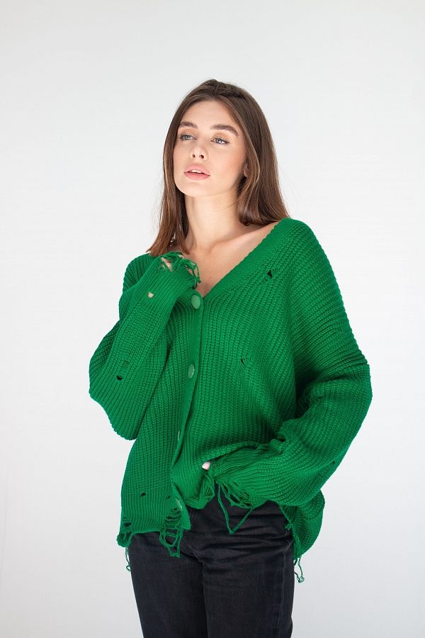 Кардиган на ґудзиках зелений CR-27013/5 #RU# Кардиган на пуговицах зеленый CR-27013/5 № 2